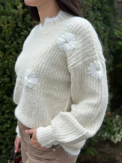 Flower Trui Wit
